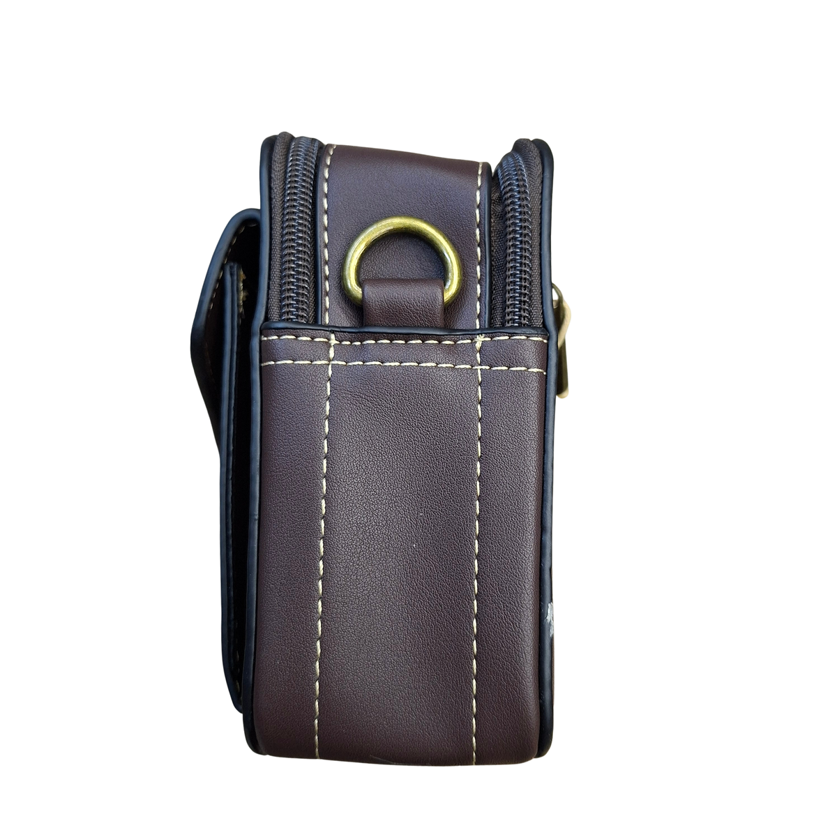 Cotton Road Sling Bag: COFFEE BROWN PU Leather Crossbody with Embossed Vine Pattern