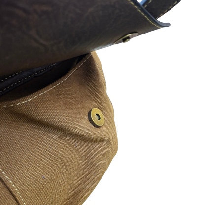 Cotton Road Travel Bag: BROWN Canvas bag with PU Leather Trim