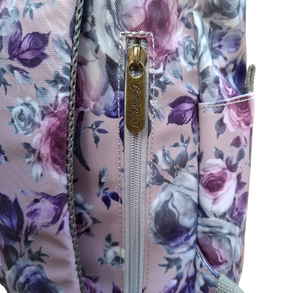 Cotton Road Backpack: LILAC PVC 15.6" Laptop Backpack with Floral Print
