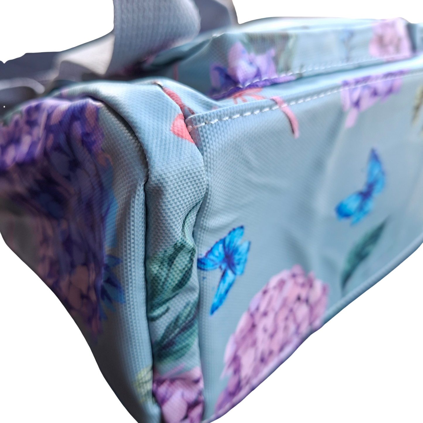 Cotton Road Handbag: MINT GREEN PVC Handbag with Flowers & Butterflies