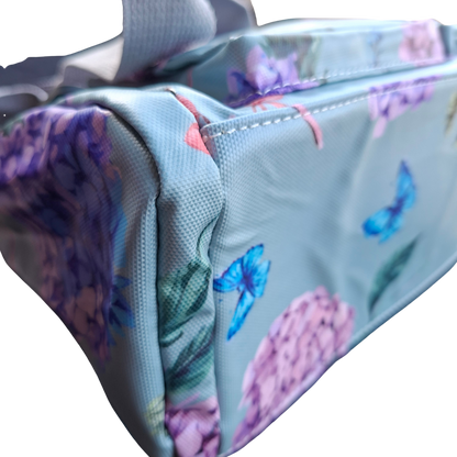 Cotton Road Handbag: MINT GREEN PVC Handbag with Flowers & Butterflies