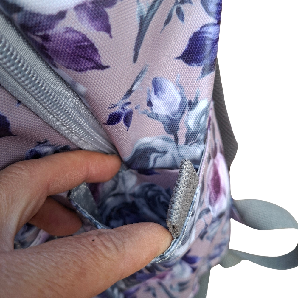 Cotton Road Backpack: LILAC PVC 15.6" Laptop Backpack with Floral Print