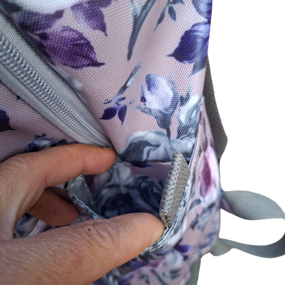 Cotton Road Backpack: LILAC PVC 15.6" Laptop Backpack with Floral Print