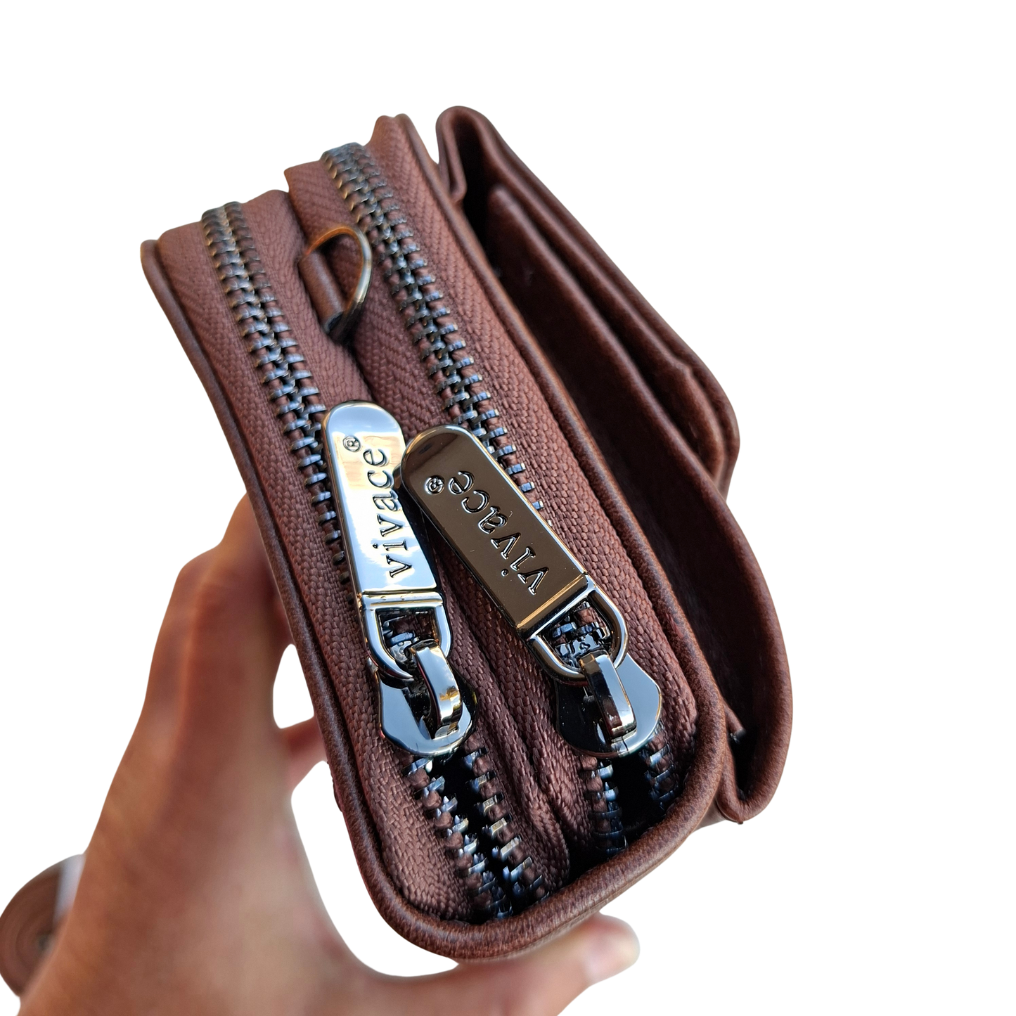 Vivace Sling Wallet: COFFEE BROWN PU Leather Horizontal Cellphone Sling