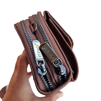 Vivace Sling Wallet: COFFEE BROWN PU Leather Horizontal Cellphone Sling