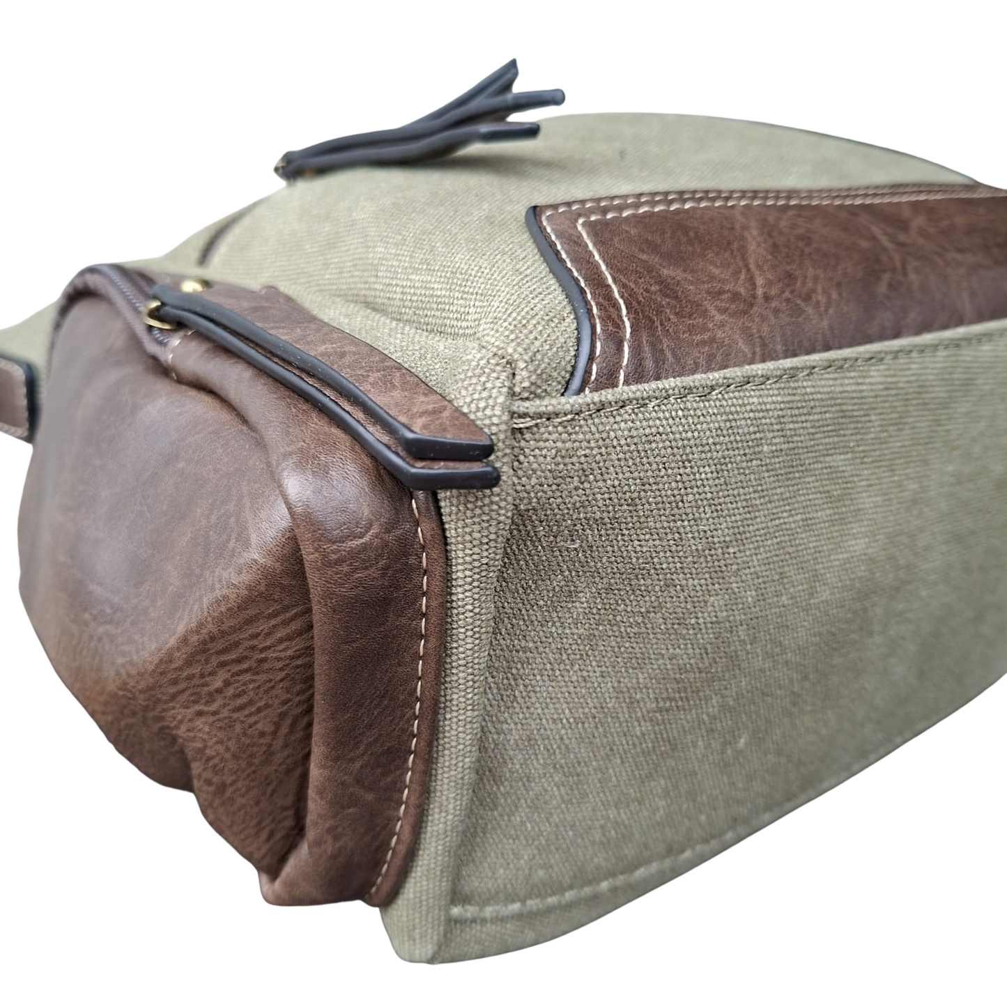 Cotton Road Handbag: GREEN Canvas & PU Leather Multi-pocket Shoulder Bag