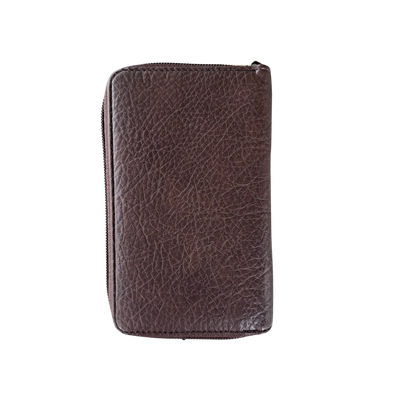 Cotton Road Wallet: Medium COFFEE BROWN PU Leather with LEOPARD Print
