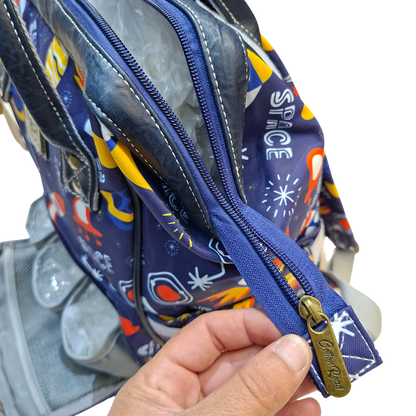 Cotton Road Baby Travel Backpack: BLUE PVC Nappy & Diaper Bag (Space Print)