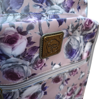 Cotton Road Backpack: LILAC PVC 15.6" Laptop Backpack with Floral Print