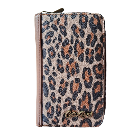 Cotton Road Wallet: Medium BROWN PU Leather with LEOPARD Print