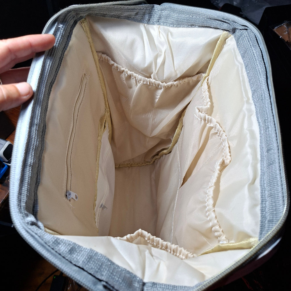 Beizhiyi Nappy Bag: CREAM PVC Baby Backpack with Twin Handles and ANIMAL PRINT