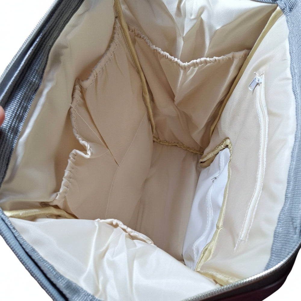 Beizhiyi Nappy Bag: CREAM PVC Baby Backpack with Twin Handles and ANIMAL PRINT