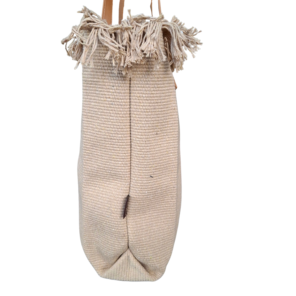 Cotton Road Beach Bag: BROWN Pure Cotton Branded Tapestry Tote