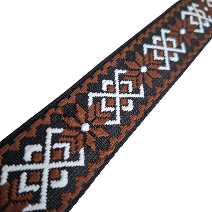 Adjustable Bag Strap: BLACK on DARK BROWN Pattern