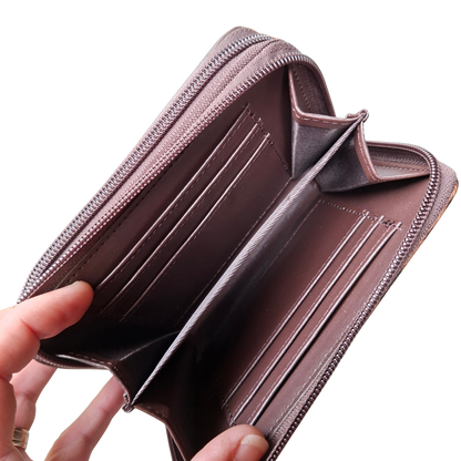 Cotton Road Wallet: Medium COFFEE BROWN PU Leather with LEOPARD Print