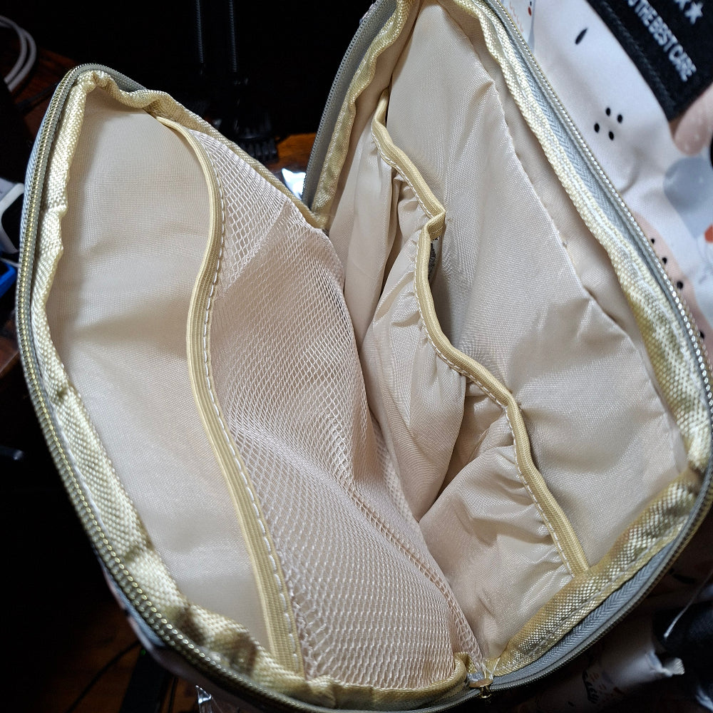 Beizhiyi Nappy Bag: CREAM PVC Baby Backpack with Twin Handles and ANIMAL PRINT