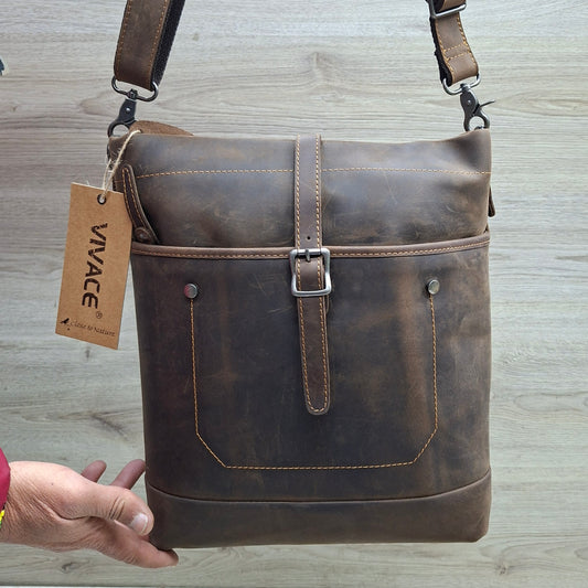 Vivace Sling Bag: MOCHA BROWN Genuine Leather Messenger Bag
