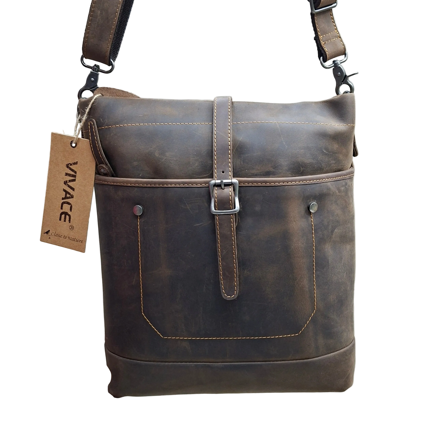 VIVACE SLING BAG: MOCHA BROWN Genuine Leather Messenger Bag