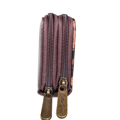 Cotton Road Wallet: Medium COFFEE BROWN PU Leather with LEOPARD Print