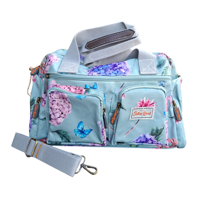 Cotton Road Handbag: MINT GREEN PVC Handbag with Flowers & Butterflies
