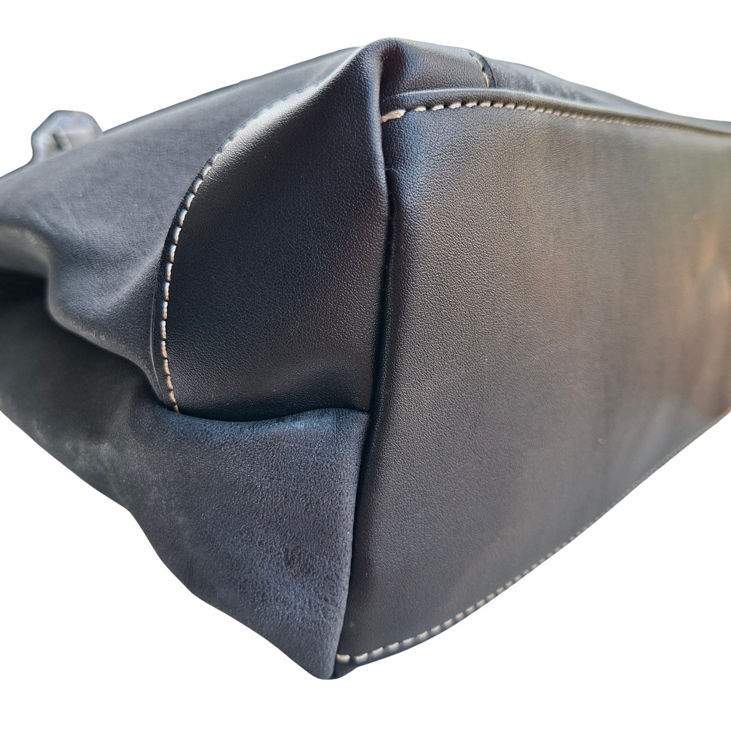 Cotton Road Handbag: BLACK PU Leather Double Compartment Handbag with EMBOSSED Protea