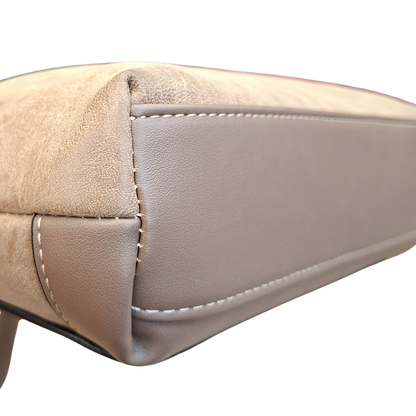 Cotton Road Sling Bag: KHAKI PU Leather with Embossed Protea