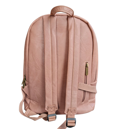 Cotton Road Backpack: PINK Floral PU Leather Multi-compartment Laptop Backpack