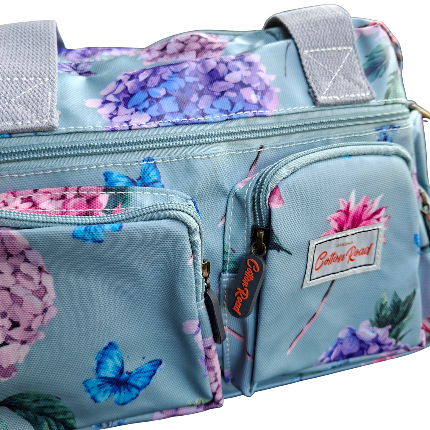 Cotton Road Handbag: MINT GREEN PVC Handbag with Flowers & Butterflies