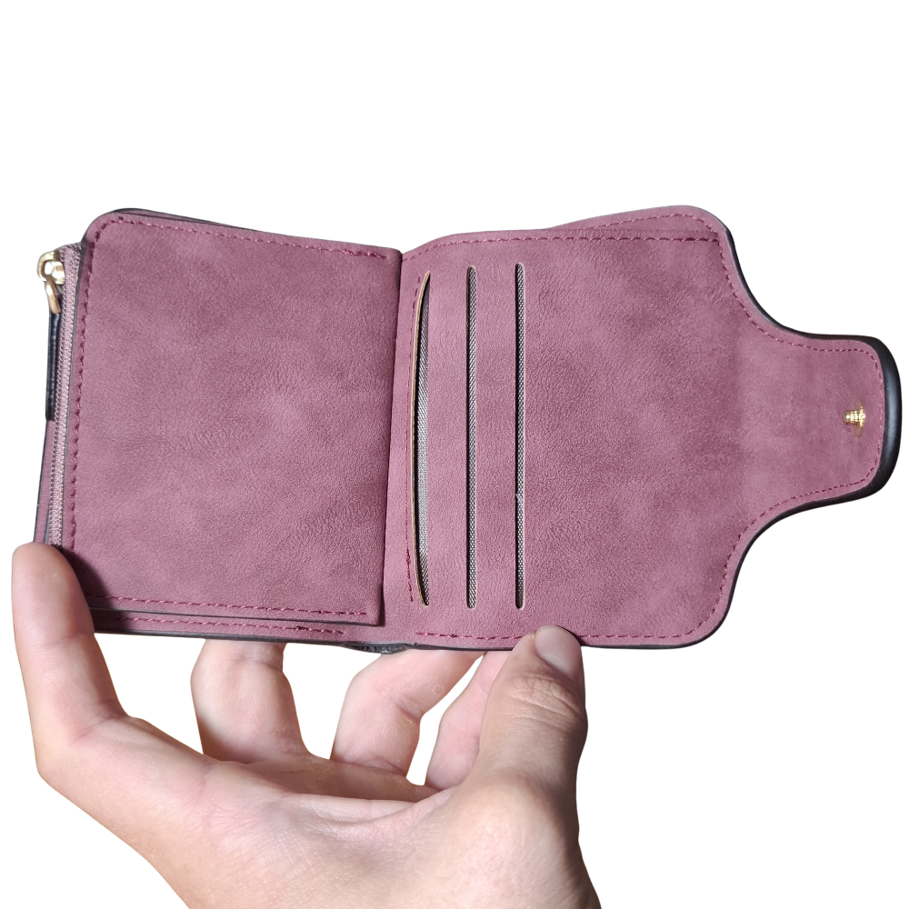 Cotton Road Wallet: MAROON Medium PU Leather Wallet OPEN VIEW CARD POCKET