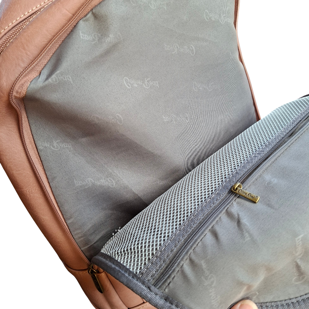 Cotton Road Backpack: PINK Floral PU Leather Multi-compartment Laptop Backpack