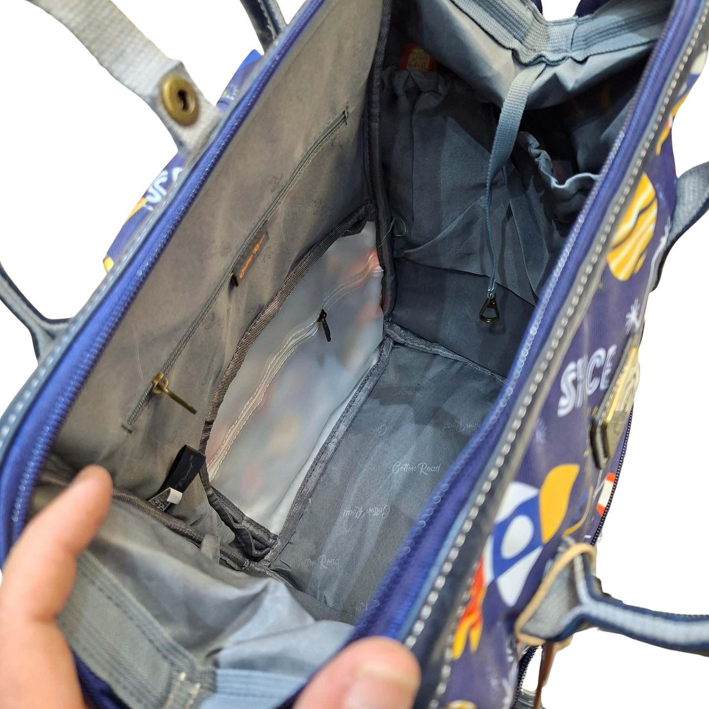 Cotton Road Baby Travel Backpack: BLUE PVC Nappy & Diaper Bag (Space Print)