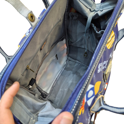 Cotton Road Baby Travel Backpack: BLUE PVC Nappy & Diaper Bag (Space Print)