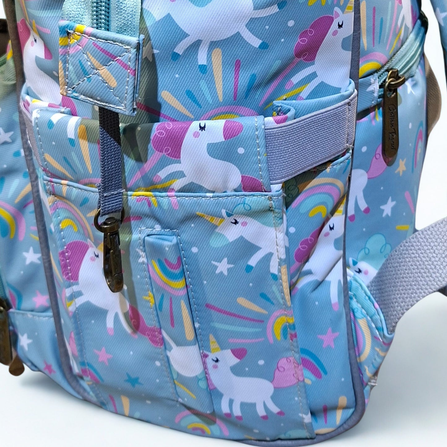 Cotton Road Baby Travel Backpack: MINT GREEN PVC Nappy & Diaper Bag (Unicorn Print)