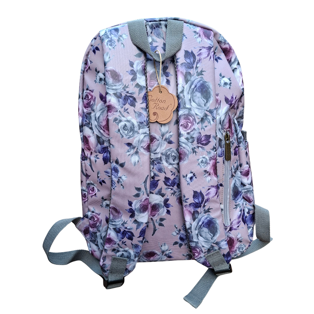 Cotton Road Backpack: LILAC PVC 15.6" Laptop Backpack with Floral Print