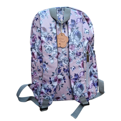 Cotton Road Backpack: LILAC PVC 15.6" Laptop Backpack with Floral Print