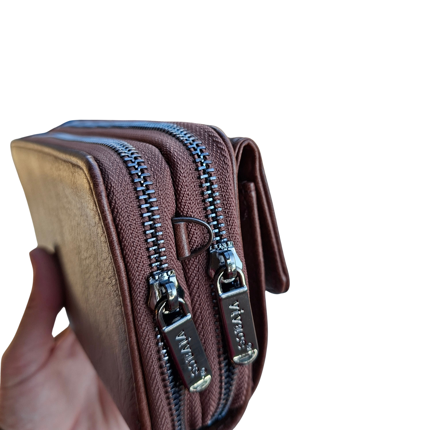 Vivace Sling Wallet: COFFEE BROWN PU Leather Horizontal Cellphone Sling