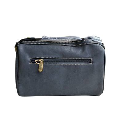 Cotton Road Sling Bag: BLACK PU Leather with Embossed PROTEA and BRANDED Strap
