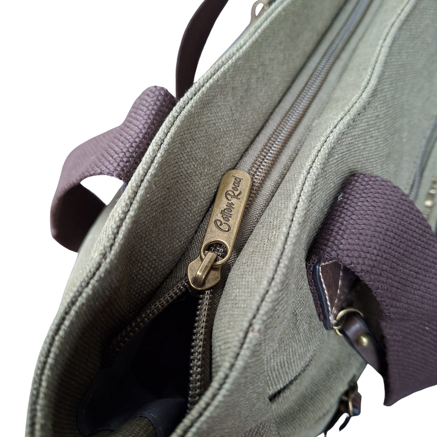Cotton Road Handbag: GREEN Canvas & PU Leather Multi-pocket Shoulder Bag