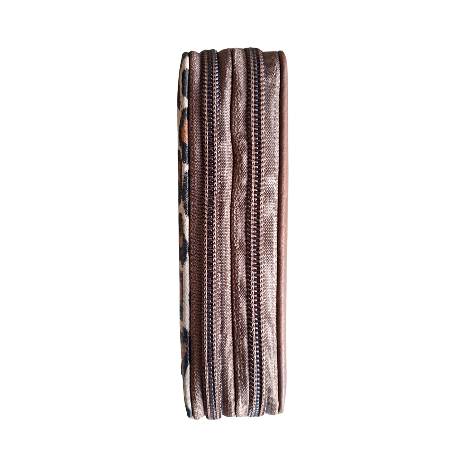 Cotton Road Wallet: Medium BROWN PU Leather with LEOPARD Print
