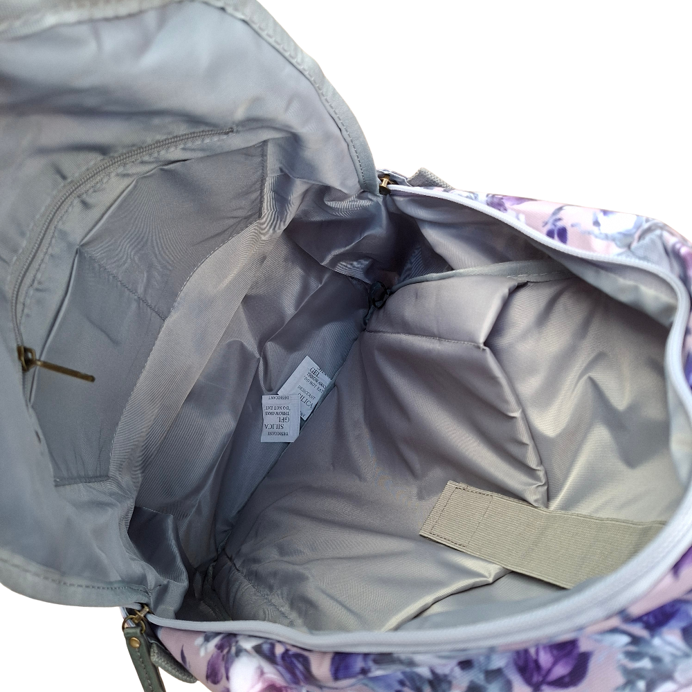 Cotton Road Backpack: LILAC PVC 15.6" Laptop Backpack with Floral Print