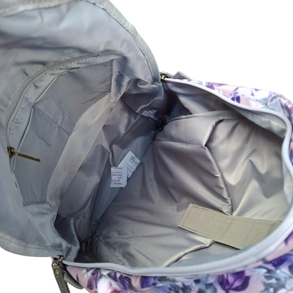 Cotton Road Backpack: LILAC PVC 15.6" Laptop Backpack with Floral Print