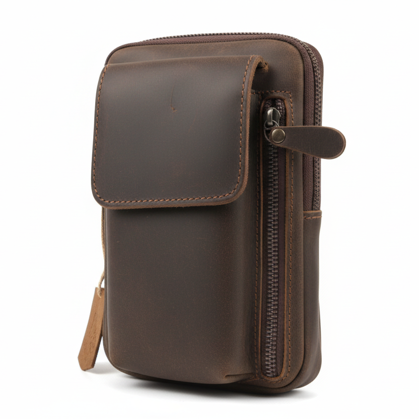 Vivace leather sling wallet –  crossbody bag front view on a white background