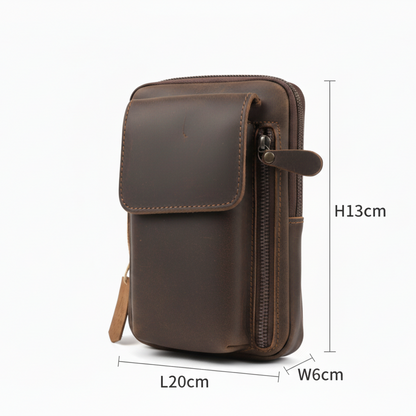 Vivace leather sling wallet –  crossbody bag size view.