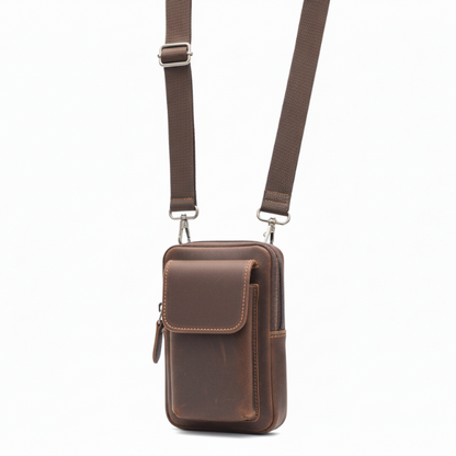 Vivace leather sling wallet –  crossbody bag with a strap on a white background