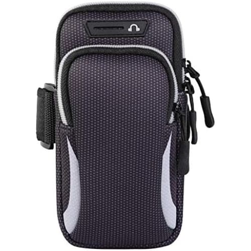 Sports armband wallet/phone holder is lightweight, breathable, adjustable velcro armband front view on white background