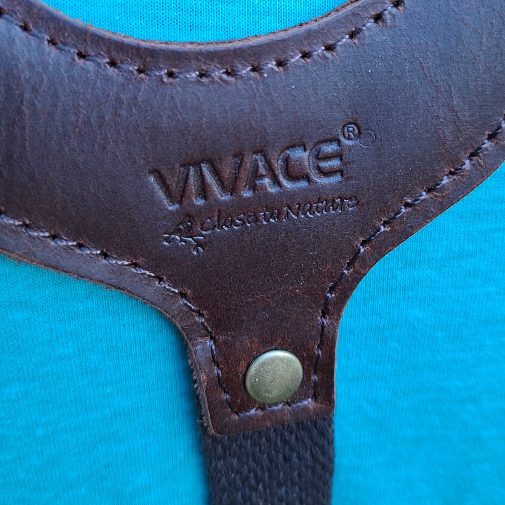 A heavy-duty vivace waxed cotton apron rear top view clearly branded
