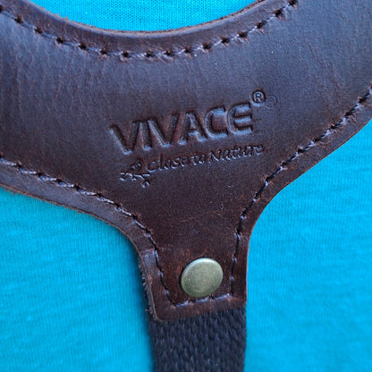 A heavy-duty vivace waxed cotton apron rear top view clearly branded