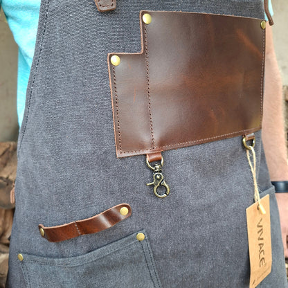 Vivace Waxed cotton apron front leather detail
