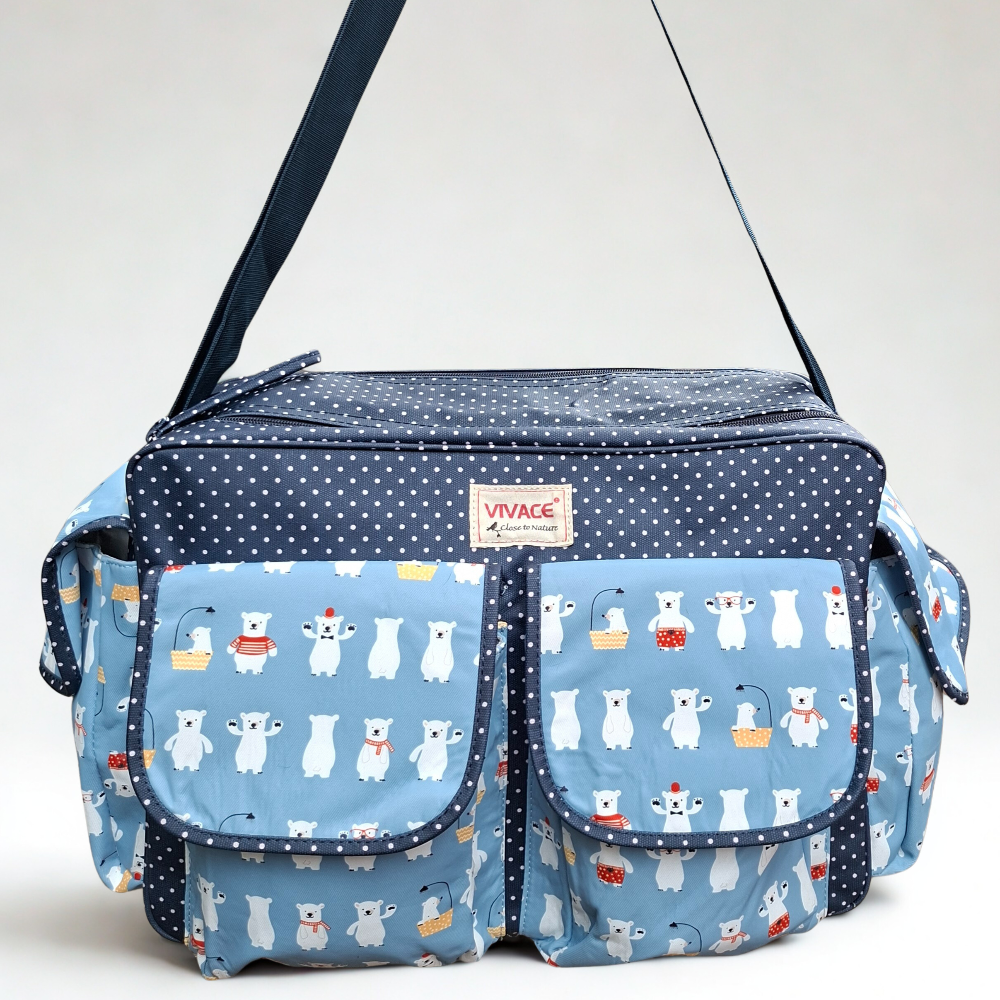 VIVACE Baby Travel Bag: Blue PVC DIAPER BAG with Changing Mat