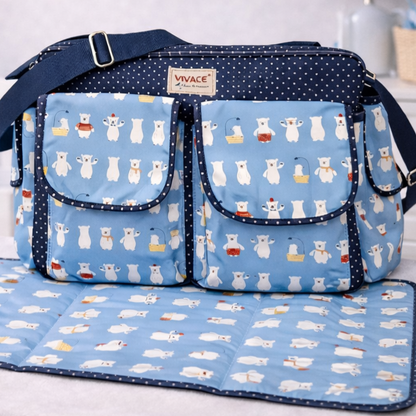 VIVACE Baby Travel Bag: Blue PVC DIAPER BAG with Changing Mat